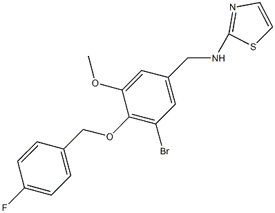 N-{3-bromo-4-[(4-fluorobenzyl)oxy]-5-methoxybenzyl}-N-(1,3-thiazol-2-yl)amine Struktur