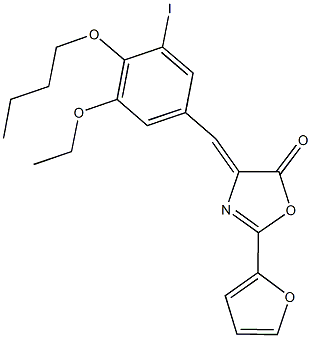 4-(4-butoxy-3-ethoxy-5-iodobenzylidene)-2-(2-furyl)-1,3-oxazol-5(4H)-one Struktur