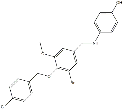 4-({3-bromo-4-[(4-chlorobenzyl)oxy]-5-methoxybenzyl}amino)phenol Struktur