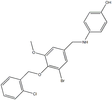 4-({3-bromo-4-[(2-chlorobenzyl)oxy]-5-methoxybenzyl}amino)phenol Struktur