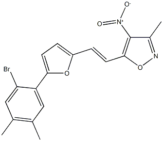 5-{2-[5-(2-bromo-4,5-dimethylphenyl)-2-furyl]vinyl}-4-nitro-3-methylisoxazole Struktur