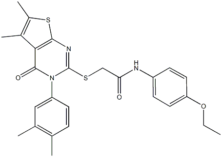 2-{[3-(3,4-dimethylphenyl)-5,6-dimethyl-4-oxo-3,4-dihydrothieno[2,3-d]pyrimidin-2-yl]sulfanyl}-N-(4-ethoxyphenyl)acetamide Struktur