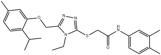 N-(3,4-dimethylphenyl)-2-({4-ethyl-5-[(2-isopropyl-5-methylphenoxy)methyl]-4H-1,2,4-triazol-3-yl}sulfanyl)acetamide Struktur