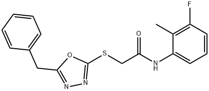 2-[(5-benzyl-1,3,4-oxadiazol-2-yl)sulfanyl]-N-(3-fluoro-2-methylphenyl)acetamide Struktur