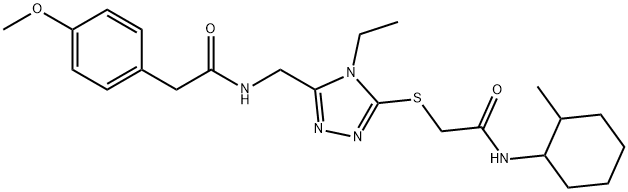 2-{[4-ethyl-5-({[(4-methoxyphenyl)acetyl]amino}methyl)-4H-1,2,4-triazol-3-yl]sulfanyl}-N-(2-methylcyclohexyl)acetamide Struktur