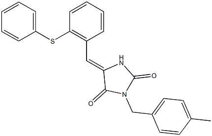 3-(4-methylbenzyl)-5-[2-(phenylsulfanyl)benzylidene]-2,4-imidazolidinedione Struktur