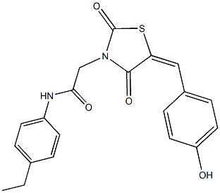 N-(4-ethylphenyl)-2-[5-(4-hydroxybenzylidene)-2,4-dioxo-1,3-thiazolidin-3-yl]acetamide Struktur