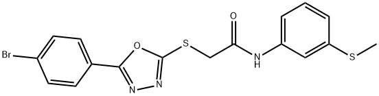 2-{[5-(4-bromophenyl)-1,3,4-oxadiazol-2-yl]sulfanyl}-N-[3-(methylsulfanyl)phenyl]acetamide Struktur