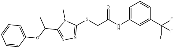 2-{[4-methyl-5-(1-phenoxyethyl)-4H-1,2,4-triazol-3-yl]sulfanyl}-N-[3-(trifluoromethyl)phenyl]acetamide Struktur