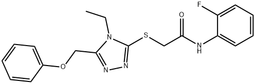 2-{[4-ethyl-5-(phenoxymethyl)-4H-1,2,4-triazol-3-yl]sulfanyl}-N-(2-fluorophenyl)acetamide Struktur