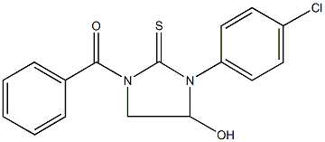 1-benzoyl-3-(4-chlorophenyl)-4-hydroxy-2-imidazolidinethione Struktur