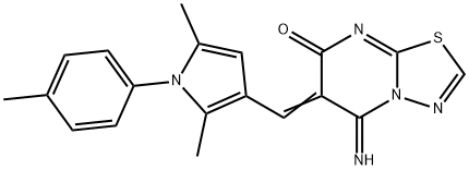 6-{[2,5-dimethyl-1-(4-methylphenyl)-1H-pyrrol-3-yl]methylene}-5-imino-5,6-dihydro-7H-[1,3,4]thiadiazolo[3,2-a]pyrimidin-7-one Struktur