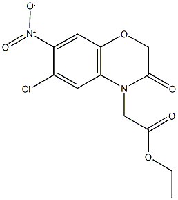 ethyl {6-chloro-7-nitro-3-oxo-2,3-dihydro-4H-1,4-benzoxazin-4-yl}acetate Struktur