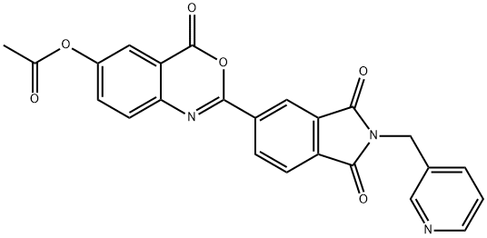 2-[1,3-dioxo-2-(3-pyridinylmethyl)-2,3-dihydro-1H-isoindol-5-yl]-4-oxo-4H-3,1-benzoxazin-6-yl acetate Struktur