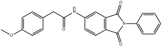 N-(1,3-dioxo-2-phenyl-2,3-dihydro-1H-isoindol-5-yl)-2-(4-methoxyphenyl)acetamide Struktur