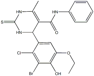 4-(3-bromo-2-chloro-5-ethoxy-4-hydroxyphenyl)-6-methyl-N-phenyl-2-thioxo-1,2,3,4-tetrahydro-5-pyrimidinecarboxamide Struktur