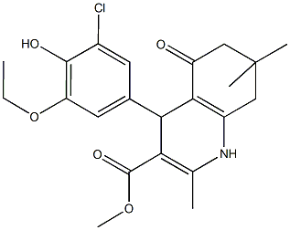 methyl 4-(3-chloro-5-ethoxy-4-hydroxyphenyl)-2,7,7-trimethyl-5-oxo-1,4,5,6,7,8-hexahydro-3-quinolinecarboxylate Struktur