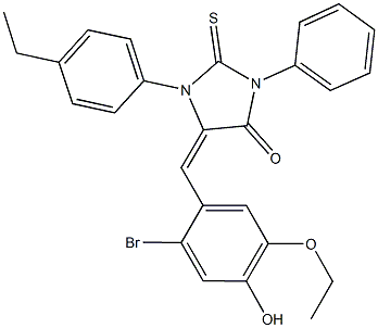 5-(2-bromo-5-ethoxy-4-hydroxybenzylidene)-1-(4-ethylphenyl)-3-phenyl-2-thioxo-4-imidazolidinone Struktur