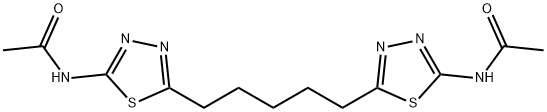 N-(5-{5-[5-(acetylamino)-1,3,4-thiadiazol-2-yl]pentyl}-1,3,4-thiadiazol-2-yl)acetamide Struktur