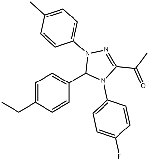 1-[5-(4-ethylphenyl)-4-(4-fluorophenyl)-1-(4-methylphenyl)-4,5-dihydro-1H-1,2,4-triazol-3-yl]ethanone Struktur