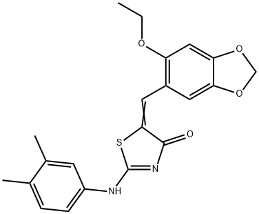 2-[(3,4-dimethylphenyl)imino]-5-[(6-ethoxy-1,3-benzodioxol-5-yl)methylene]-1,3-thiazolidin-4-one Struktur