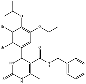 N-benzyl-4-(2,3-dibromo-5-ethoxy-4-isopropoxyphenyl)-6-methyl-2-thioxo-1,2,3,4-tetrahydro-5-pyrimidinecarboxamide Struktur