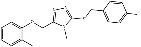 3-[(4-fluorobenzyl)sulfanyl]-4-methyl-5-[(2-methylphenoxy)methyl]-4H-1,2,4-triazole Struktur