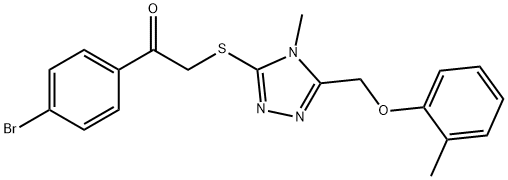 1-(4-bromophenyl)-2-({4-methyl-5-[(2-methylphenoxy)methyl]-4H-1,2,4-triazol-3-yl}sulfanyl)ethanone Struktur