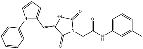 2-{2,5-dioxo-4-[(1-phenyl-1H-pyrrol-2-yl)methylene]-1-imidazolidinyl}-N-(3-methylphenyl)acetamide Struktur