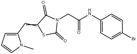 N-(4-bromophenyl)-2-{5-[(1-methyl-1H-pyrrol-2-yl)methylene]-2,4-dioxo-1,3-thiazolidin-3-yl}acetamide Struktur