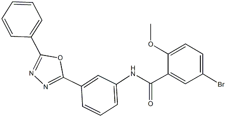 5-bromo-2-methoxy-N-[3-(5-phenyl-1,3,4-oxadiazol-2-yl)phenyl]benzamide Struktur