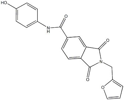 2-(2-furylmethyl)-N-(4-hydroxyphenyl)-1,3-dioxo-5-isoindolinecarboxamide Struktur