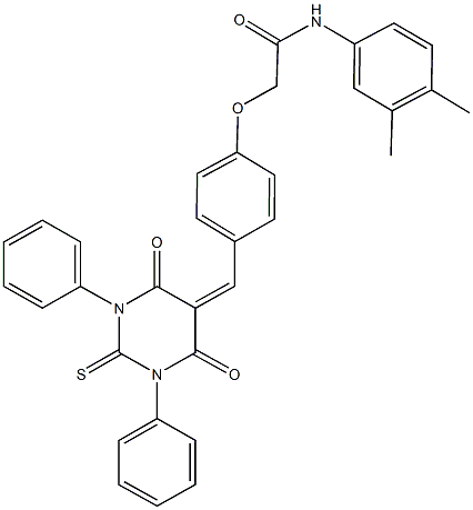 N-(3,4-dimethylphenyl)-2-{4-[(4,6-dioxo-1,3-diphenyl-2-thioxotetrahydropyrimidin-5(2H)-ylidene)methyl]phenoxy}acetamide Struktur