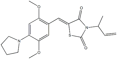 5-[2,5-dimethoxy-4-(1-pyrrolidinyl)benzylidene]-3-(1-methyl-2-propenyl)-1,3-thiazolidine-2,4-dione Struktur