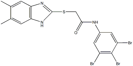 2-[(5,6-dimethyl-1H-benzimidazol-2-yl)sulfanyl]-N-(3,4,5-tribromophenyl)acetamide Struktur