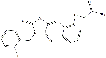 2-(2-{[3-(2-fluorobenzyl)-2,4-dioxo-1,3-thiazolidin-5-ylidene]methyl}phenoxy)acetamide Struktur