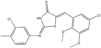 5-(5-chloro-2,3-dimethoxybenzylidene)-2-[(3-chloro-4-methylphenyl)imino]-1,3-thiazolidin-4-one Struktur