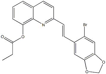 2-[2-(6-bromo-1,3-benzodioxol-5-yl)vinyl]-8-quinolinyl propionate Struktur