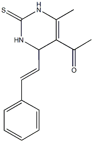 1-[6-methyl-4-(2-phenylvinyl)-2-thioxo-1,2,3,4-tetrahydro-5-pyrimidinyl]ethanone Struktur