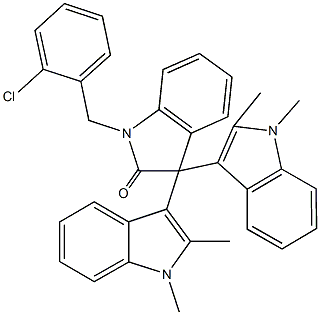 1-(2-chlorobenzyl)-1,3-dihydro-3,3-bis(1,2-dimethyl-1H-indol-3-yl)-2H-indol-2-one Struktur