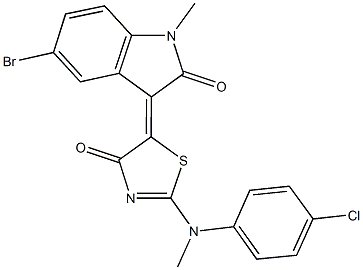 5-bromo-3-(2-[4-chloro(methyl)anilino]-4-oxo-1,3-thiazol-5(4H)-ylidene)-1-methyl-1,3-dihydro-2H-indol-2-one Struktur