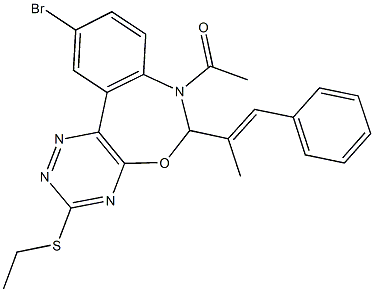 7-acetyl-10-bromo-6-(1-methyl-2-phenylvinyl)-6,7-dihydro[1,2,4]triazino[5,6-d][3,1]benzoxazepin-3-yl ethyl sulfide Struktur