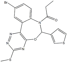 10-bromo-7-propionyl-6-(3-thienyl)-6,7-dihydro[1,2,4]triazino[5,6-d][3,1]benzoxazepin-3-yl methyl sulfide Struktur