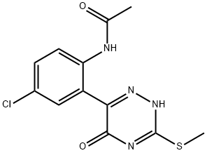 N-{4-chloro-2-[5-hydroxy-3-(methylsulfanyl)-1,2,4-triazin-6-yl]phenyl}acetamide Struktur