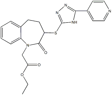 ethyl (2-oxo-3-{[5-(4-pyridinyl)-4H-1,2,4-triazol-3-yl]sulfanyl}-2,3,4,5-tetrahydro-1H-1-benzazepin-1-yl)acetate Struktur