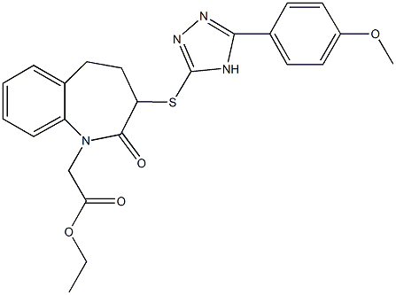 ethyl (3-{[5-(4-methoxyphenyl)-4H-1,2,4-triazol-3-yl]sulfanyl}-2-oxo-2,3,4,5-tetrahydro-1H-1-benzazepin-1-yl)acetate Struktur