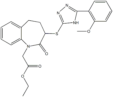 ethyl (3-{[5-(2-methoxyphenyl)-4H-1,2,4-triazol-3-yl]sulfanyl}-2-oxo-2,3,4,5-tetrahydro-1H-1-benzazepin-1-yl)acetate Struktur