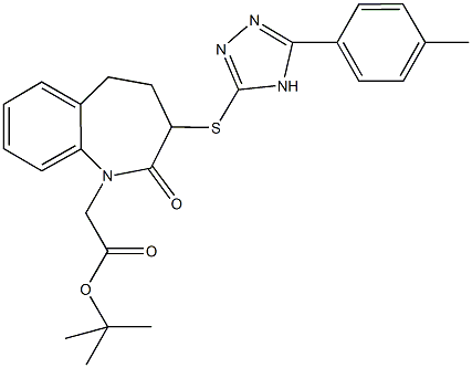 tert-butyl (3-{[5-(4-methylphenyl)-4H-1,2,4-triazol-3-yl]sulfanyl}-2-oxo-2,3,4,5-tetrahydro-1H-1-benzazepin-1-yl)acetate Struktur