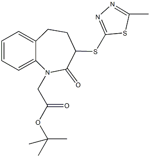 tert-butyl {3-[(5-methyl-1,3,4-thiadiazol-2-yl)sulfanyl]-2-oxo-2,3,4,5-tetrahydro-1H-1-benzazepin-1-yl}acetate Struktur