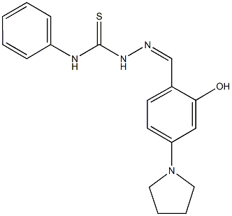 2-hydroxy-4-pyrrolidin-1-ylbenzaldehyde N-phenylthiosemicarbazone Struktur